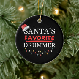 Santa's Favorite Drummer Cute Julgransprydnad Keramik