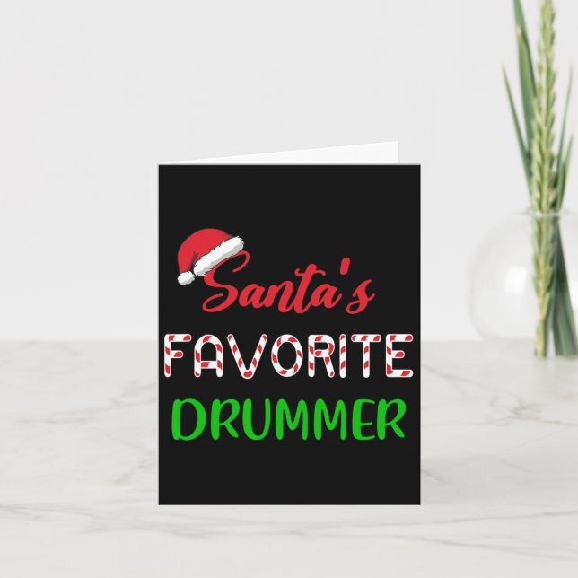 Santas Favorite Drummer Gift Roligt Drum jul Pa Kort (Framsida)