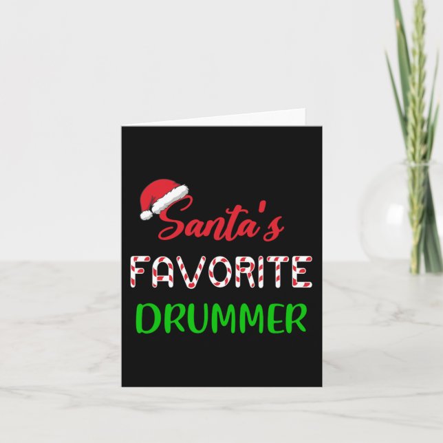 Santas Favorite Drummer Gift Roligt trumma jul Pa Kort (Framsida)