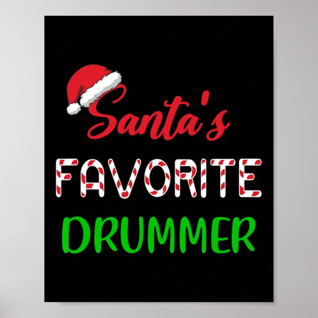 Santas Favorite Drummer Gift Roligt trumma jul Pa Poster (Framsidan)