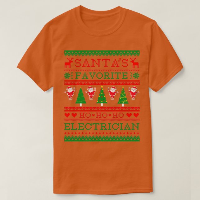 Santas Favorite Electrician Ugly Christmas Sweater T Shirt (Design framsida)