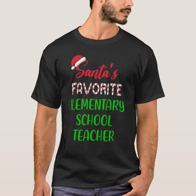 Santas Favorite Elementary School Teacher   Chrits T Shirt (Framsida)