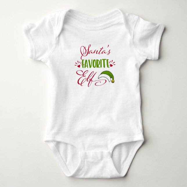 Santa's Favorite Elf Baby Bodykostym T Shirt (Framsida)
