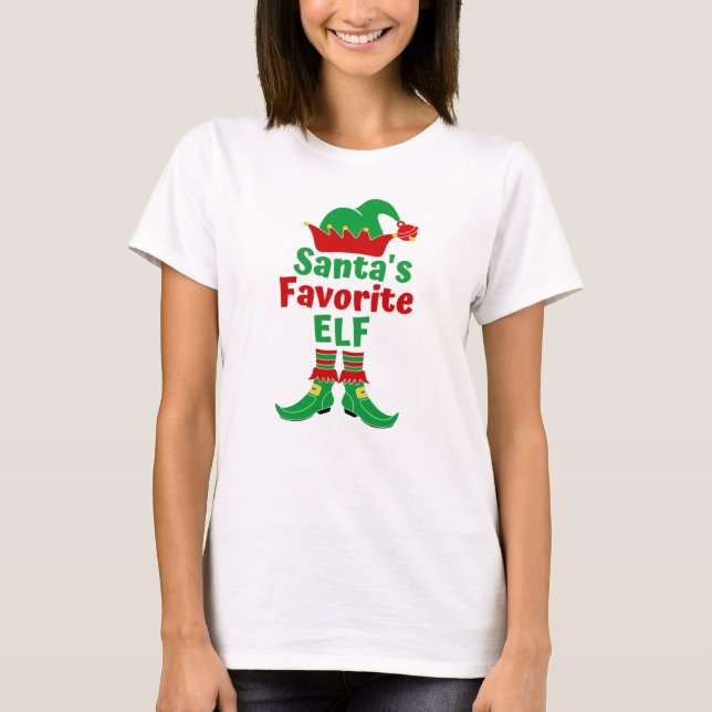 Santa's Favorite Elf T Shirt (Framsida)