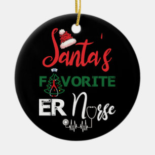 Santa's Favorite ER Nurse jul Nurse Julgransprydnad Keramik