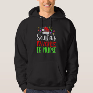 Santas Favorite Er Nurse jul Santa Hat Hoodie