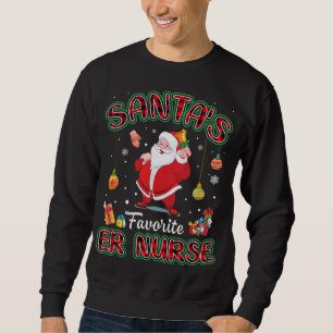 Santa's Favorite ER Nurse Santa Red Play Christma Lång Ärmad Tröja