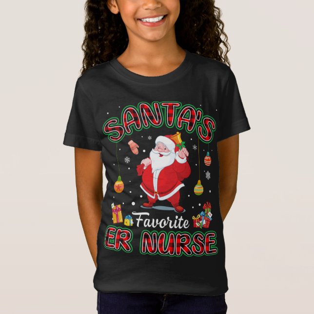 Santa's Favorite ER Nurse Santa Red Play Christma T Shirt (Framsida)