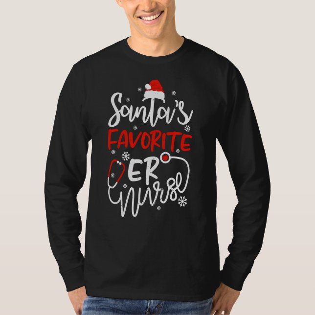 Santas Favorite Er Nurse T Shirt (Framsida)