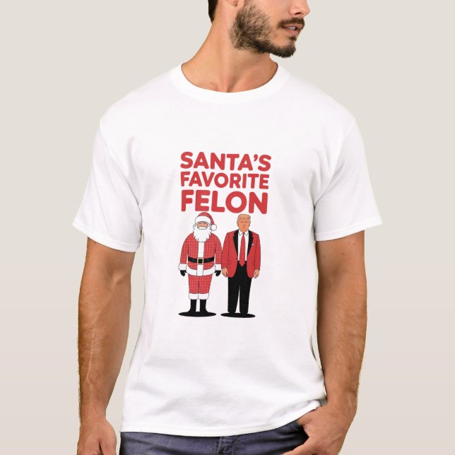 Santa's Favorite Felon Trump jul Republican T Shirt (Framsida)
