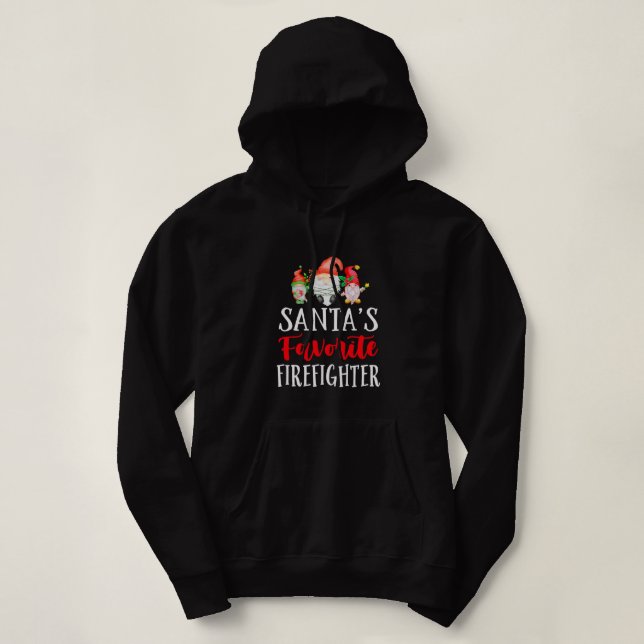 Santa's Favorite Firefighter jul Funny Gnome T Shirt (Design framsida)
