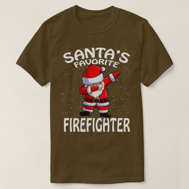 Santas Favorite Firefighter jul T Shirt (Design framsida)