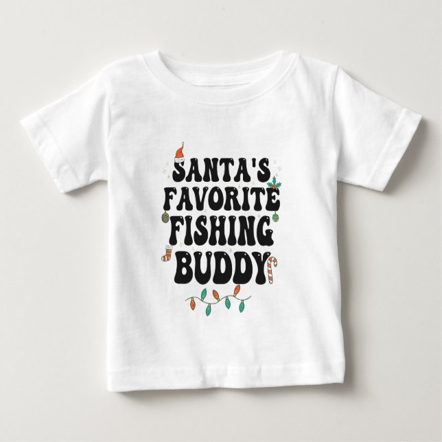 Santa's Favorite Fishing Buddy Funny jul Pappa T Shirt (Framsida)