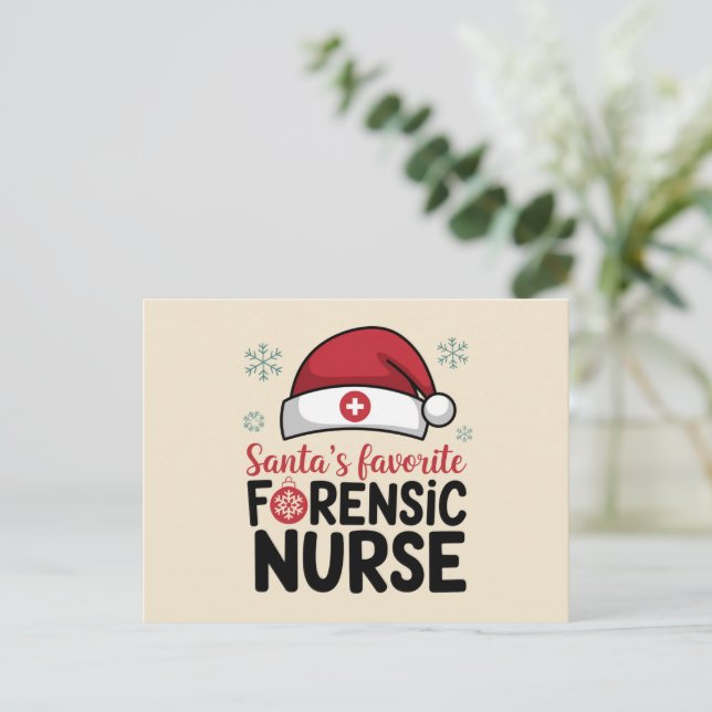 Santas Favorite Forensic Nurse Funny jul Helg Vykort (Stående Fram)