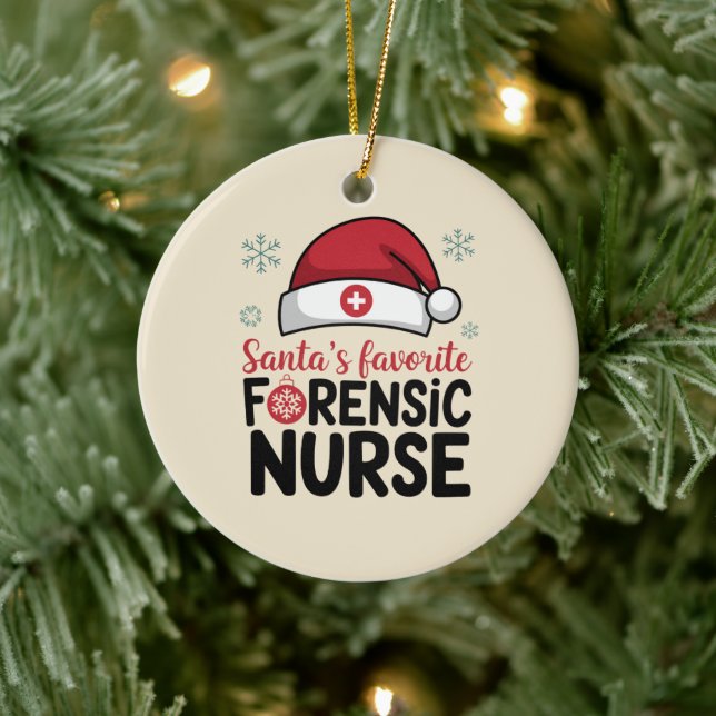 Santas Favorite Forensic Nurse Funny jul Julgransprydnad Keramik (Träd)