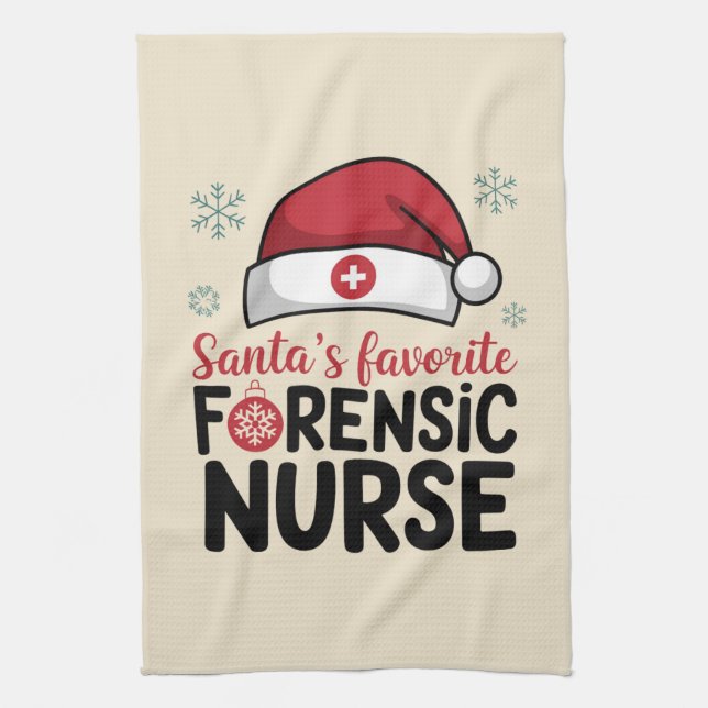 Santas Favorite Forensic Nurse Funny jul Kökshandduk (Vertikal)