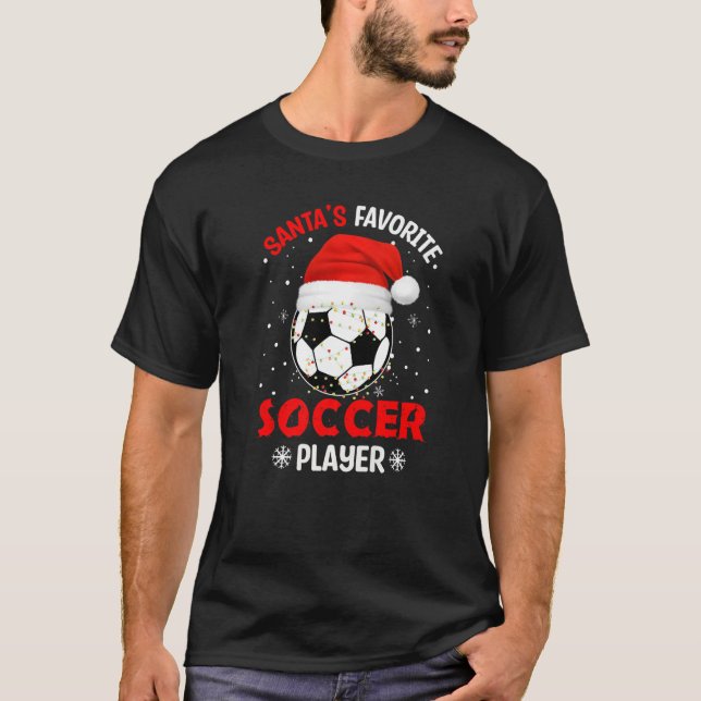Santas Favorite fotboller Player Funny julpojke T Shirt (Framsida)