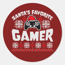 Santa's Favorite Gamer Controller Christmas Gaming Runt Klistermärke