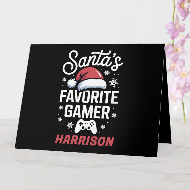 Santa's Favorite Gamer Personlig Gaming Julafton Kort (Orkide)