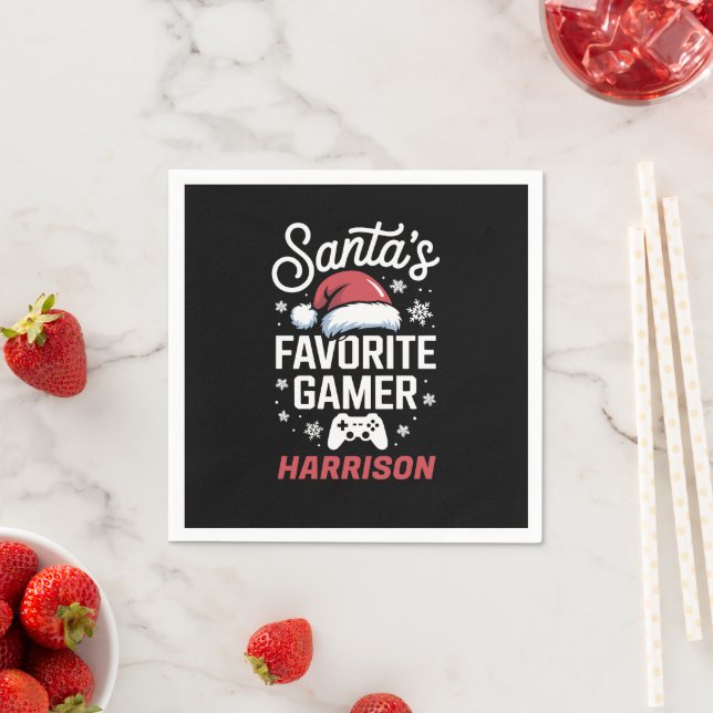Santa's Favorite Gamer Personlig Gaming Julafton Pappersservett (Insitu)