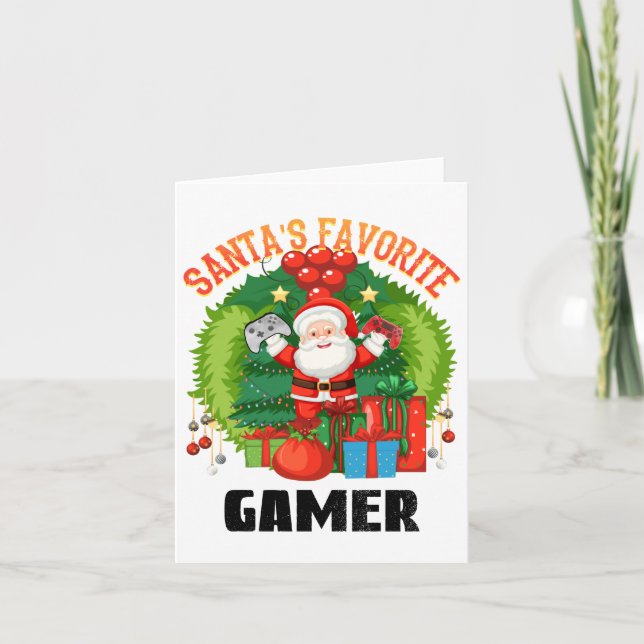 Santas Favorite Gamer, spela den här julen Kort (Framsida)