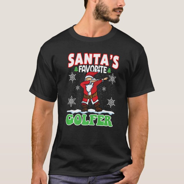 Santa's Favorite Golfer Dabbing Santa X mas Pajam T Shirt (Framsida)