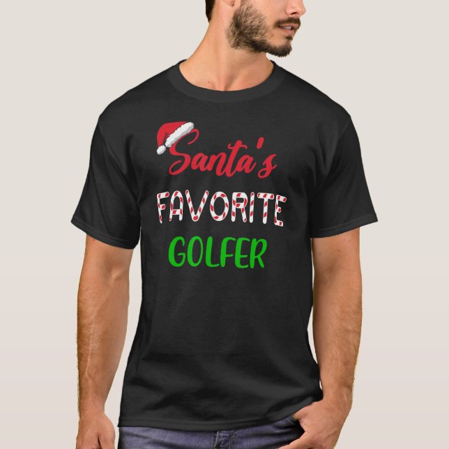 Santas Favorite Golfer   Funny Golf Christmas T Shirt (Framsida)