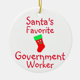 Santa's Favorite Government Worker Julgransprydnad Keramik