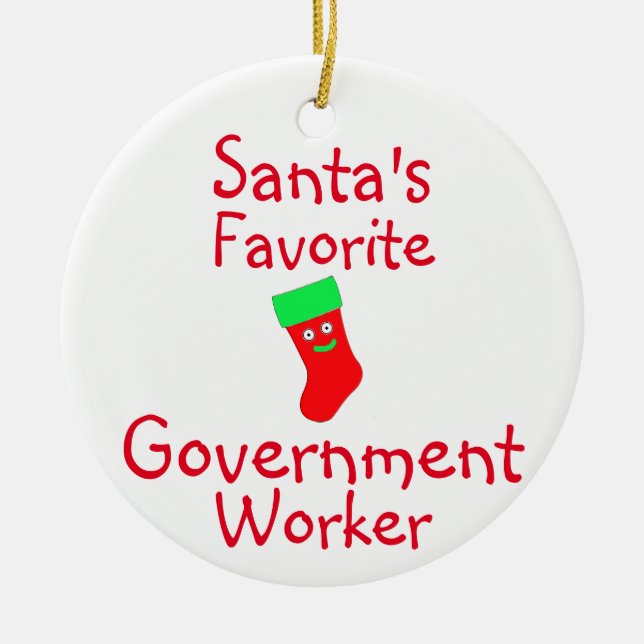 Santa's Favorite Government Worker Julgransprydnad Keramik (Framsidan)