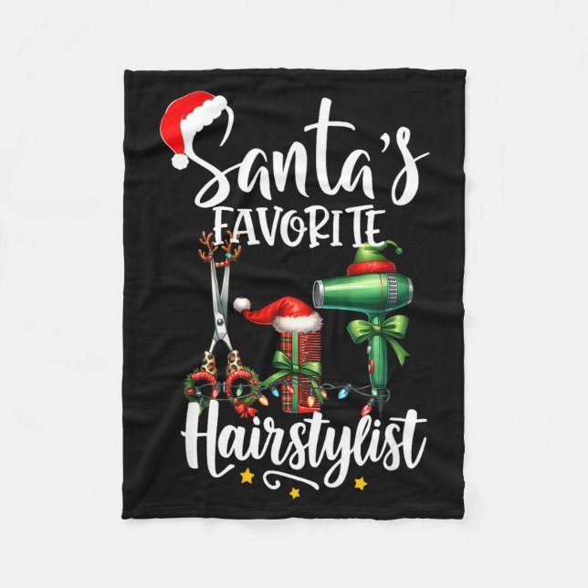 Santa's Favorite Hair Stylist Christmas Hairdresse Fleecefilt (Framsidan)