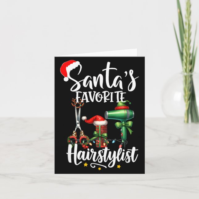 Santa's Favorite Hair Stylist Christmas Hairdresse Kort (Framsida)
