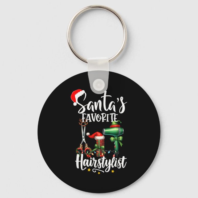 Santa's Favorite Hair Stylist Christmas Hairdresse Nyckelring (Framsida)