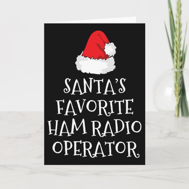 Santa's Favorite Ham Radio Operator Christmas Hat  Kort (Framsida)