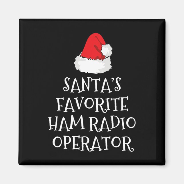Santa's Favorite Ham Radio Operator Christmas Hat  Magnet (Framsidan)