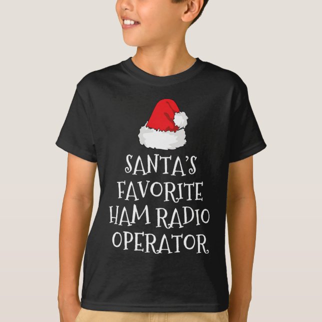 Santa's Favorite Ham Radio Operator Christmas Hat  T Shirt (Framsida)