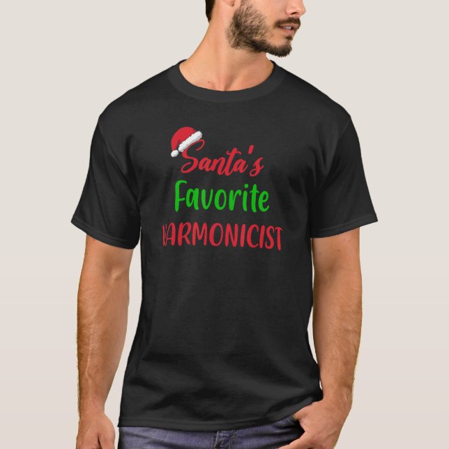Santas Favorite Harmonicist     harmonica Christma T Shirt (Framsida)
