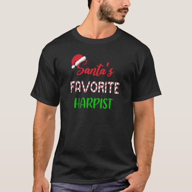 Santas Favorite Harpist   Funny harp Christmas Paj T Shirt (Framsida)