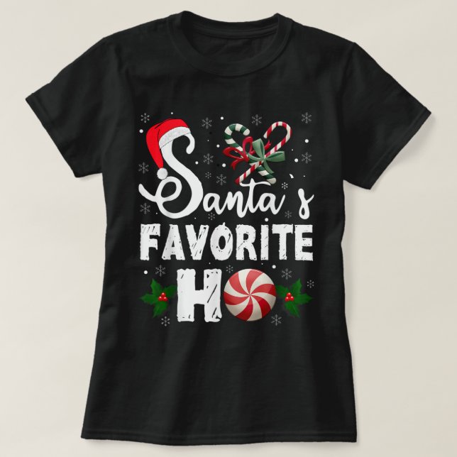 Santa's Favorite Ho Funny jul Manar Women Holi T Shirt (Design framsida)