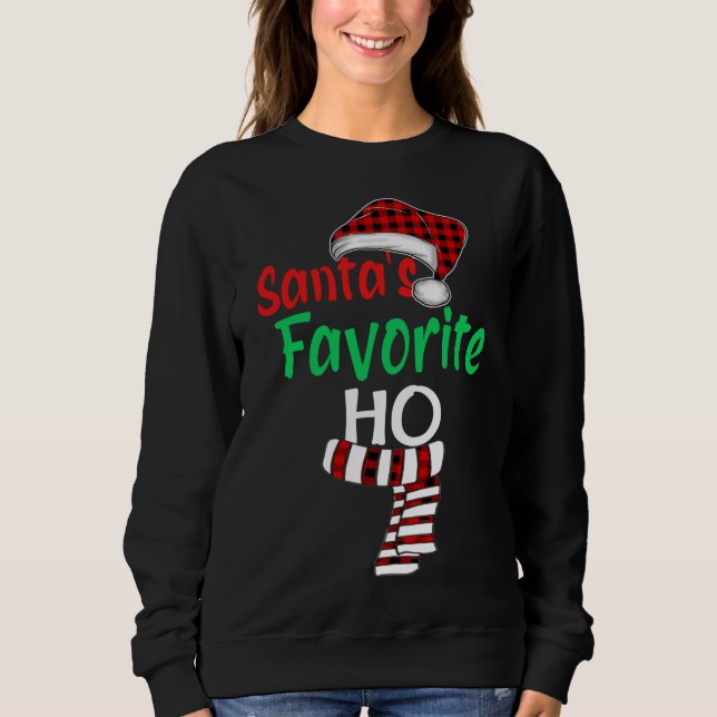 Santa's Favorite Ho Funny jultomten Red Plai T Shirt (Framsida)