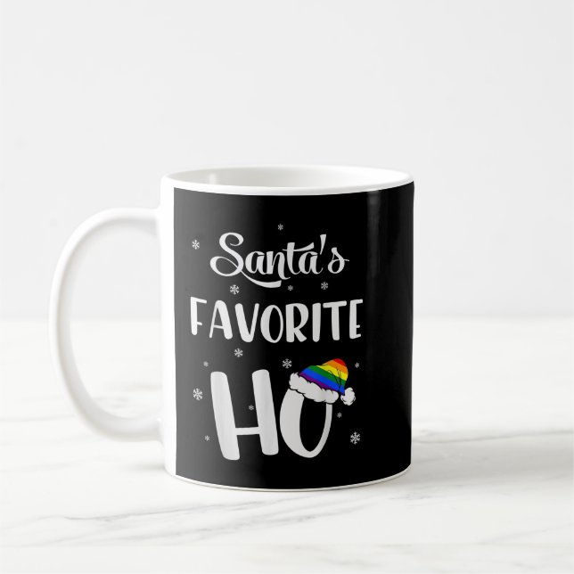 Santas Favorite Ho Gay jul Rainbow Lesbisk F Kaffemugg (Vänster)