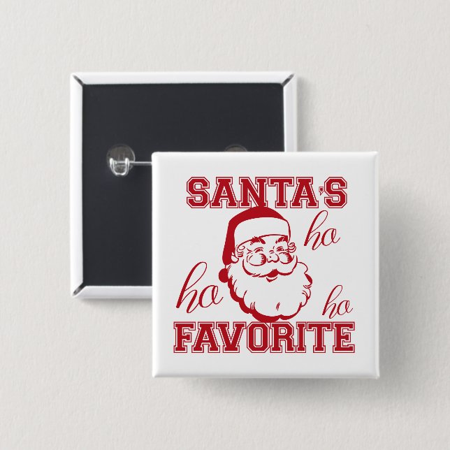 Santa's Favorite Ho Ho Ho Cute Funny jul Knapp (Framsida & baksida)