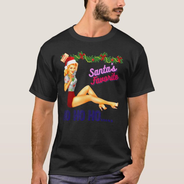 Santa's Favorite Ho Ho Nice Naughty Dirty Joke T Shirt (Framsida)