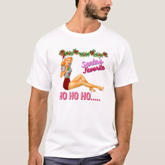 Santa's-Favorite-Ho Ho Nice Naughty Dirty Joke T Shirt (Framsida)