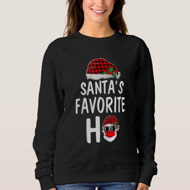 Santa's Favorite Ho Jul Jultomten Red Plai T Shirt (Framsida)