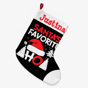 Santa's Favorite Ho med Namn Stor Julstrumpa