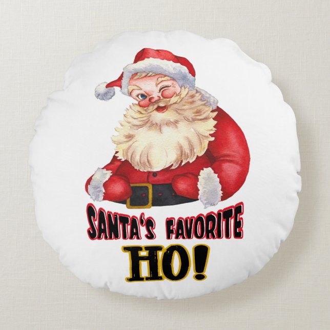 Santa's Favorite Ho Rund Kudde (Framsidan)