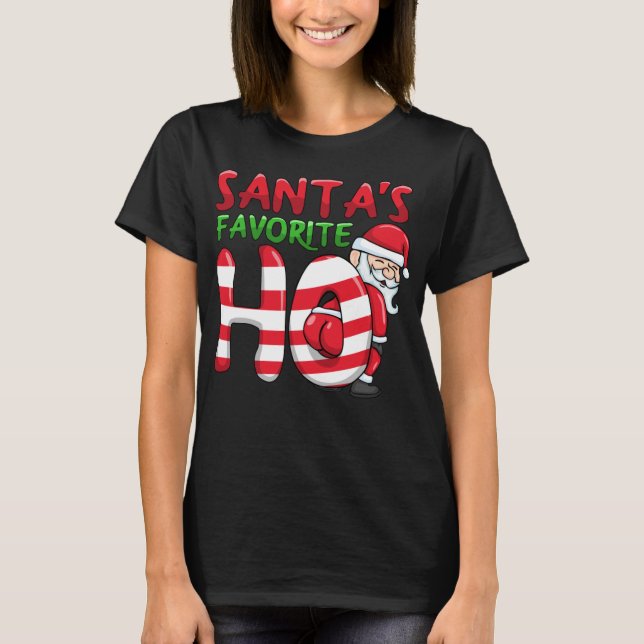 Santas Favorite Ho Santa favoro Ho Funny Girls T Shirt (Framsida)