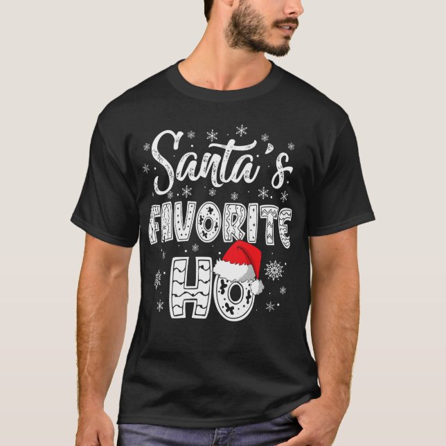 Santa's Favorite Ho Santa Hat T Shirt (Framsida)