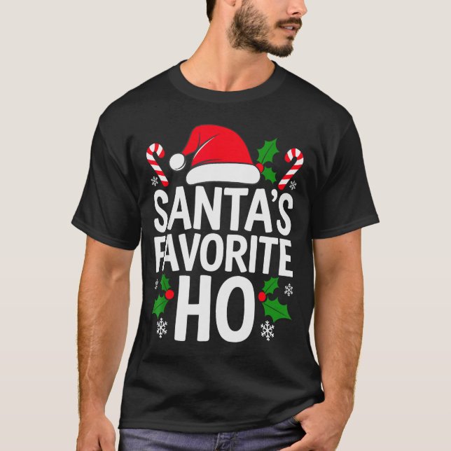 Santa's Favorite Ho Shirt Adult Kids Funny Christm T Shirt (Framsida)