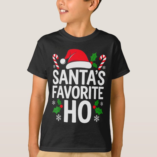 Santa's Favorite Ho Shirt Adult Kids Funny Christm T Shirt (Framsida)